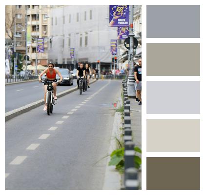 Bike Track Bicyclists Street Image